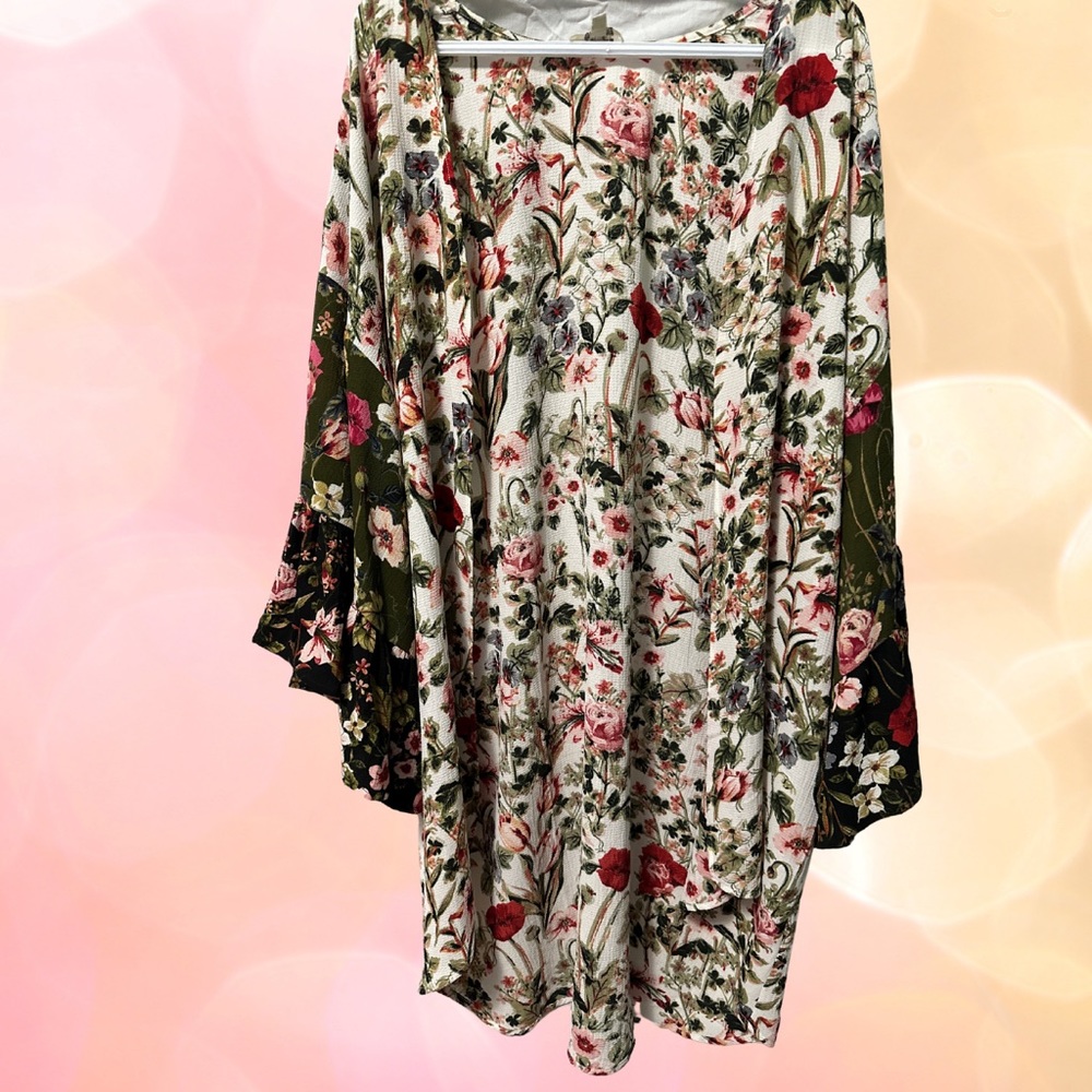 BOHO Crepe Open Sleeve Kimono Cardigan for Summer- very roomy